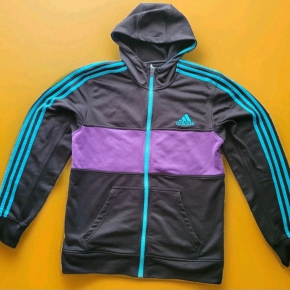 adidas Other - Adidas Men's Climalite Hooded Jacket Purple & Teal Accents Size Medium